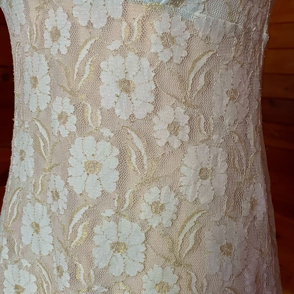 Victoria’s Secret Angels Baby Blue Gold Floral Mesh Mini Dress Sz Large - Picture 6 of 6
